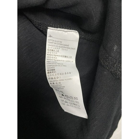 New Kirkland Womens Scoop Neck 3/4 Sleeve Slub Tee Shirts Size Small Black - Picture 8 of 8